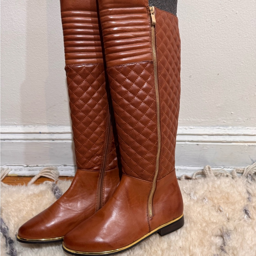 Brown Quilted Knee-High Boots never worn
